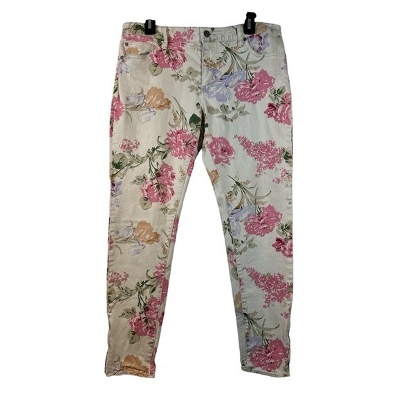 Ralph Lauren Denim - Ralph Lauren Denim & Supply Floral Cream Denim Ankle Zip Jeans Size 32 EUC #0117